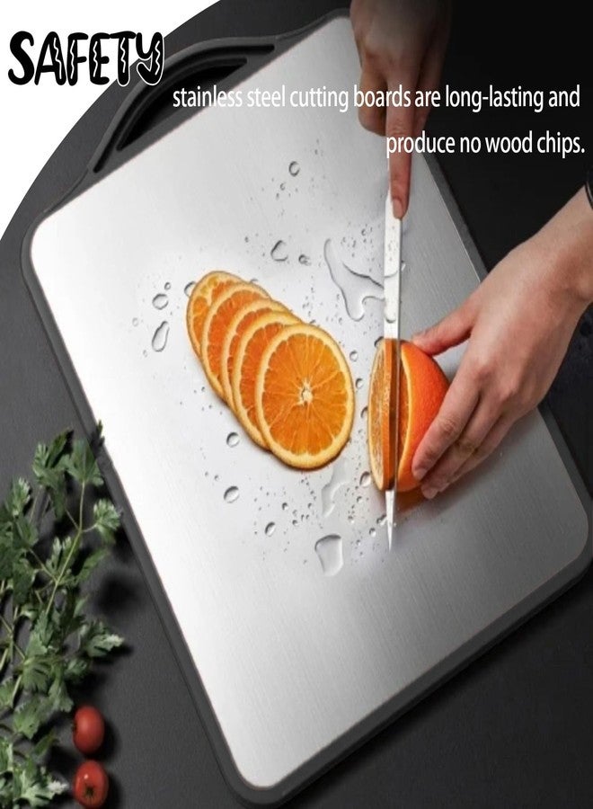 VEMJO Large-Sized Stainless Steel Cutting Board For Kitchen,Stainless Steel Chopping Board & Large Chopping Board For Meat, Fruit, Vegetables, Bread And Bakery (L17.7*W13 inches) - Image 3
