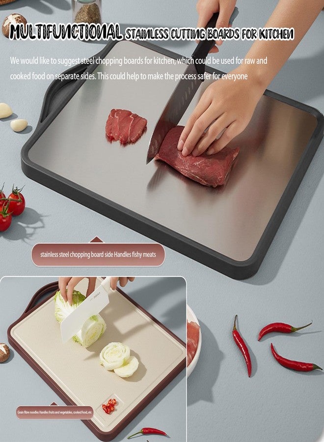 VEMJO Large-Sized Stainless Steel Cutting Board For Kitchen,Stainless Steel Chopping Board & Large Chopping Board For Meat, Fruit, Vegetables, Bread And Bakery (L17.7*W13 inches) - Image 4