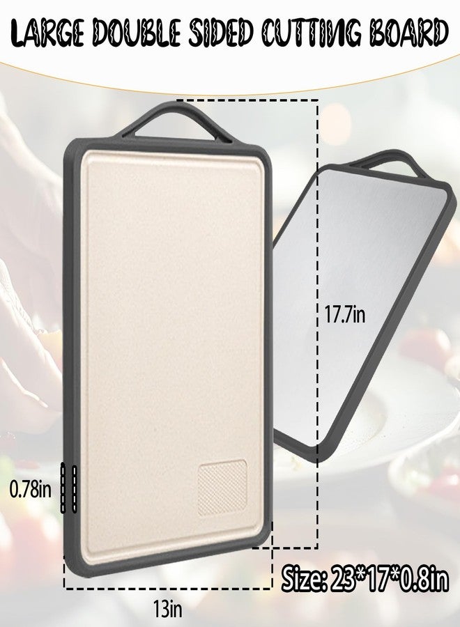 VEMJO Large-Sized Stainless Steel Cutting Board For Kitchen,Stainless Steel Chopping Board & Large Chopping Board For Meat, Fruit, Vegetables, Bread And Bakery (L17.7*W13 inches) - Image 2