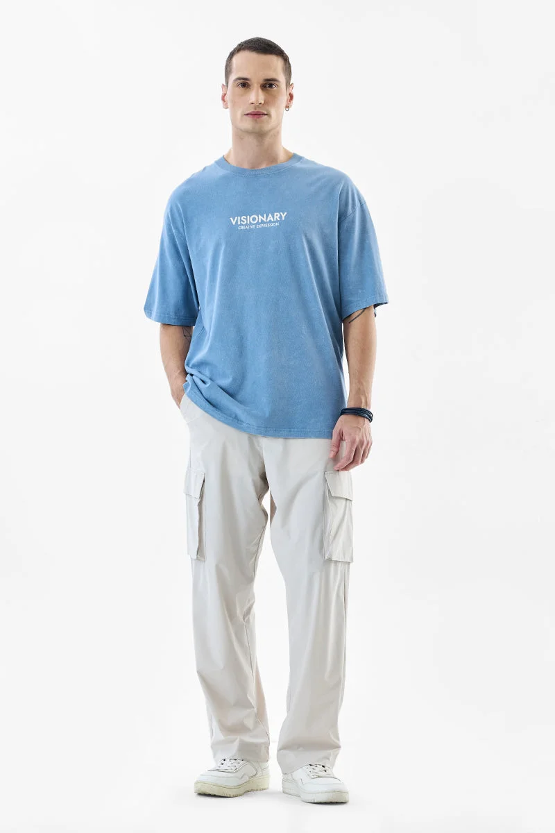 SNITCH Beige Solid Regular Fit Streetwear Cargo