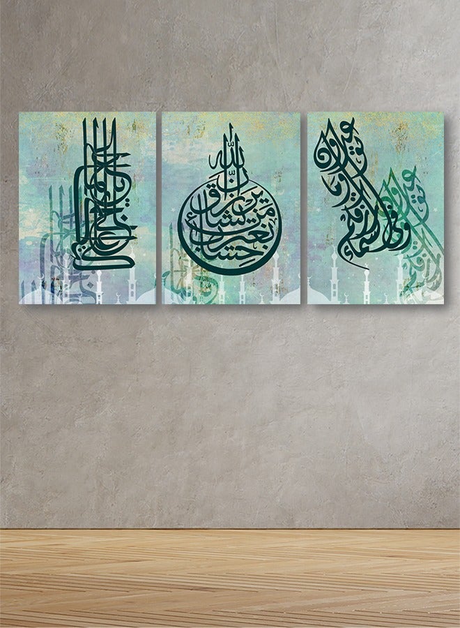 ماركتنا طقم من ثلاث لوحات كانفس على إطار خشبي بتصميم تجريدي - Image 1