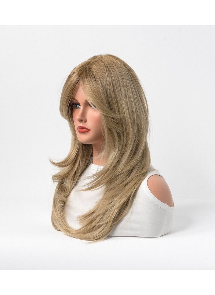 Estelle Full Wig for Heat Resistant Synthetic Wig Natural Long Straight Wig With Bangs Lady Fiber Wig Elegant Golden  - Image 2