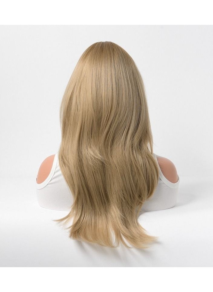 Estelle Full Wig for Heat Resistant Synthetic Wig Natural Long Straight Wig With Bangs Lady Fiber Wig Elegant Golden  - Image 4