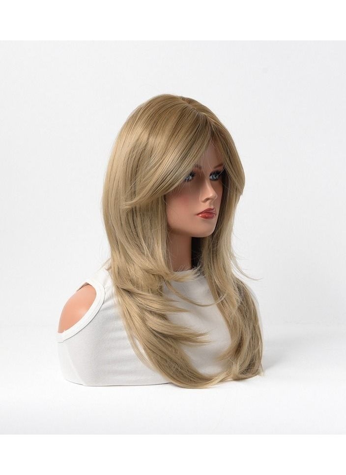 Estelle Full Wig for Heat Resistant Synthetic Wig Natural Long Straight Wig With Bangs Lady Fiber Wig Elegant Golden  - Image 3