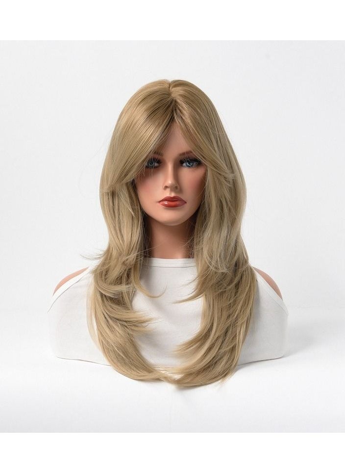 Estelle Full Wig for Heat Resistant Synthetic Wig Natural Long Straight Wig With Bangs Lady Fiber Wig Elegant Golden  - Image 1
