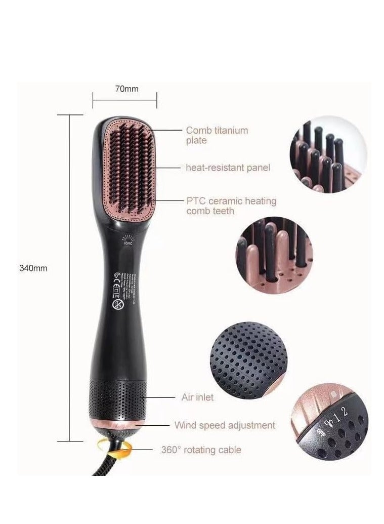 JAJEEK 3-in-1 Hair Dryer Brush & Straightener – Professional 1200W Ceramic Tourmaline Ionic Hot Air Brush for Women, One Step Hair Dryer and Volumizer with 3 Heat/2 Speed Settings, Anti-Frizz Styling Tool for All Hair Types - Image 3
