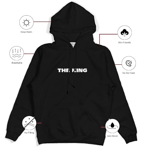 fanideaz Cotton Blend Hooded Regular Fit The King Printed Full Sleeve Hoodie For Men, Black_Medium - Image 5