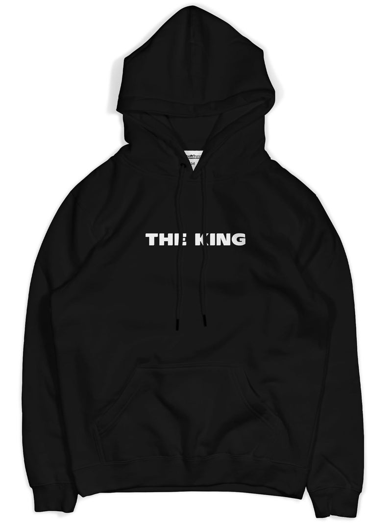 fanideaz Cotton Blend Hooded Regular Fit The King Printed Full Sleeve Hoodie For Men, Black_Medium - Image 2