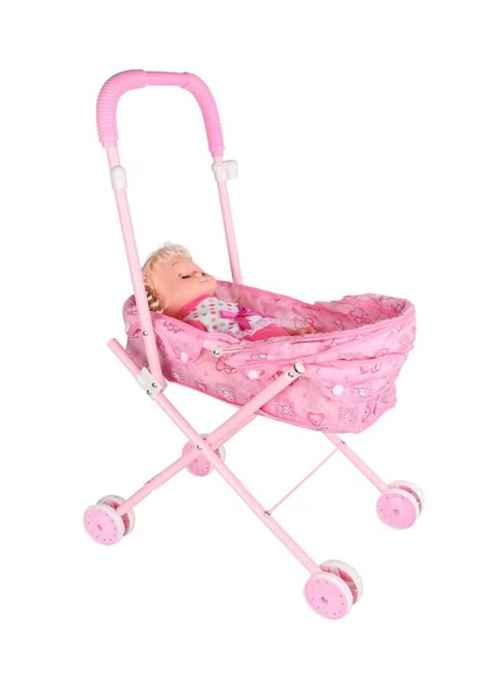 Dream Zone Huge And Soft Plush Soft Stuffed Stylish Doll With Stroller Toy For Girls - Image 2