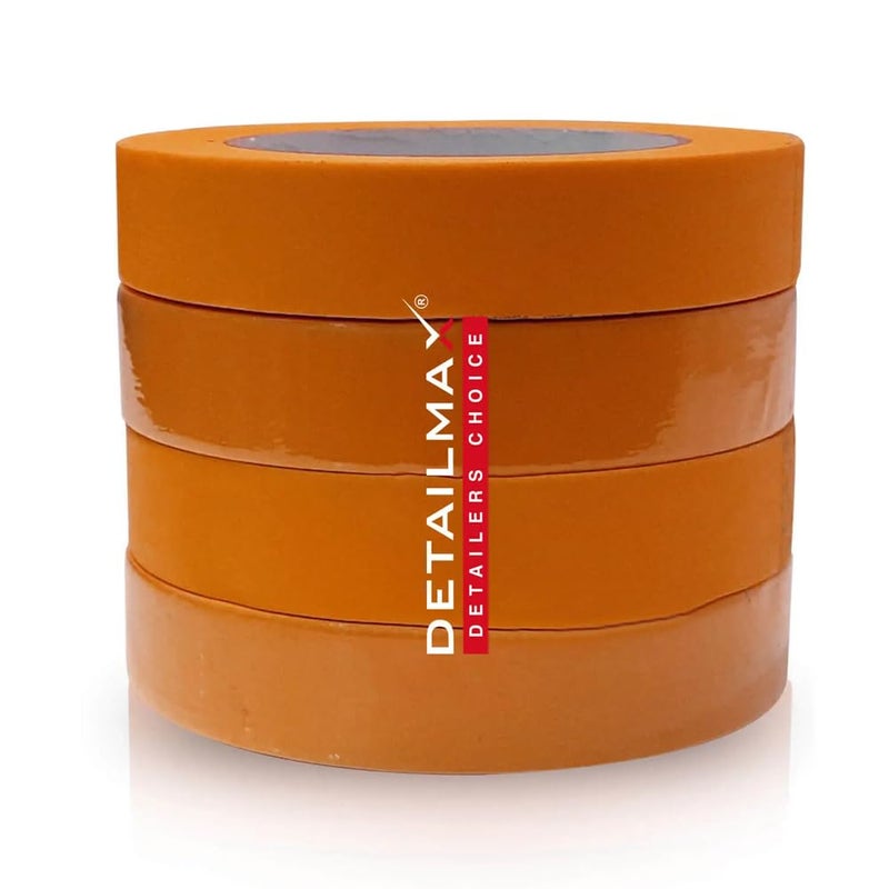 DETAILMAX Color Masking Tape 50 Meters in Length 24mm Width Pack of 4 Easy Tear Tape Best for Car Detailing, Carpenter, Labelling, Painting and leaves no residue after a peel (Orange) - Image 1