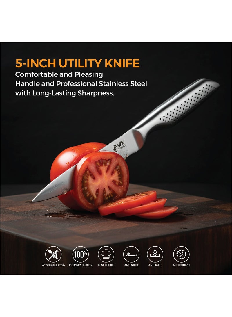 VAV GET PREMIUM 5-inch Utility Knife. Comfortable and Pleasing Handle and Professional Stainless Steel with Long-Lasting Sharpness. - Image 5