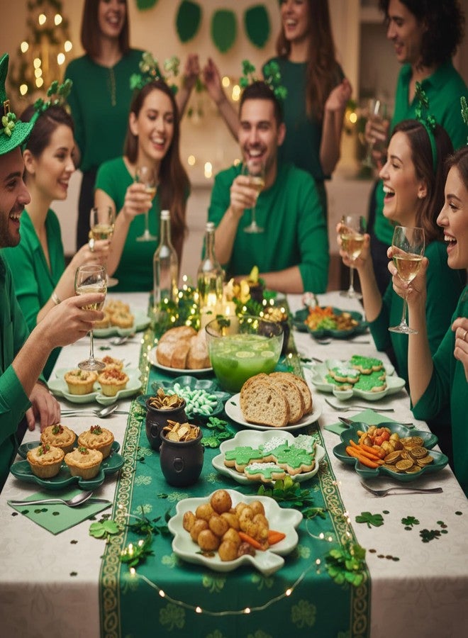 لويم مجموعة لويم من 6 قطع من أطباق عيد القديس باتريك، مقاس 5.91 بوصة، مزينة برسومات نبات النفل، أطباق سيراميك للحلويات والبسكويت على شكل نبات النفل الأيرلندي، مثالية للاحتفالات الأيرلندية. - Image 5