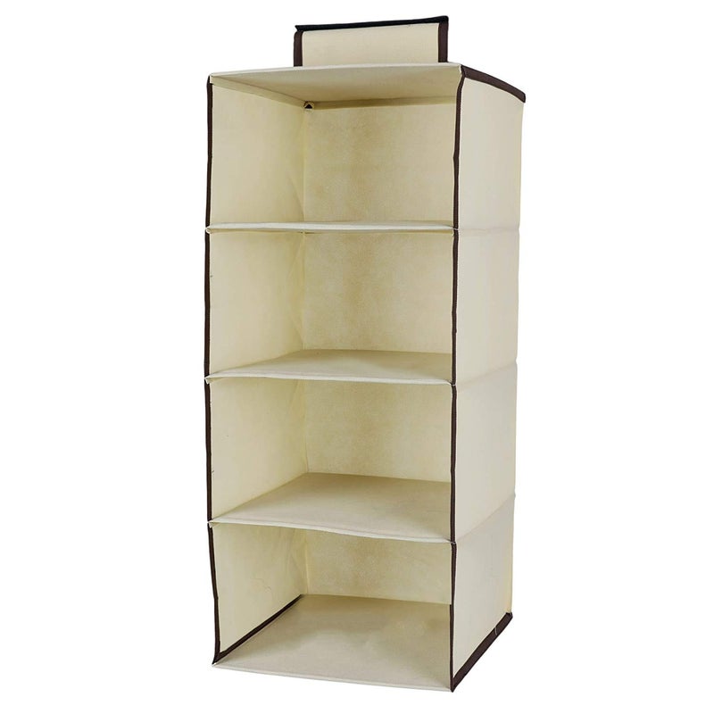 Styleys Hanging 4Shelf Closet Cloth Organizer 30 x 30 x 80 cm Beige S11108 - Image 1