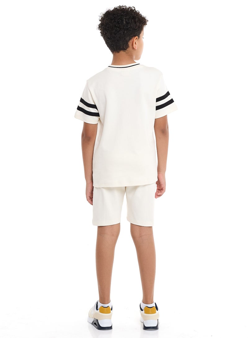 Victor and Jane Sr Boys' LA Aplique Embroidery Set - Beige - Image 2