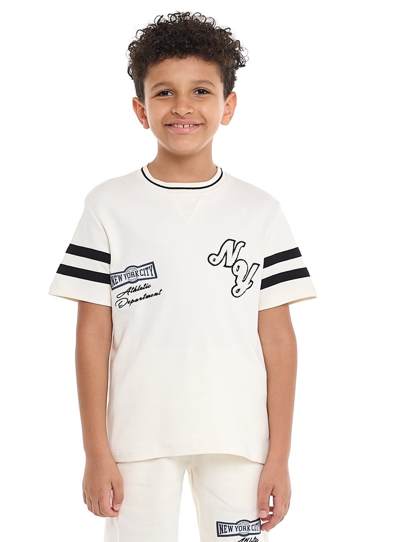 Victor and Jane Sr Boys' LA Aplique Embroidery Set - Beige - Image 3