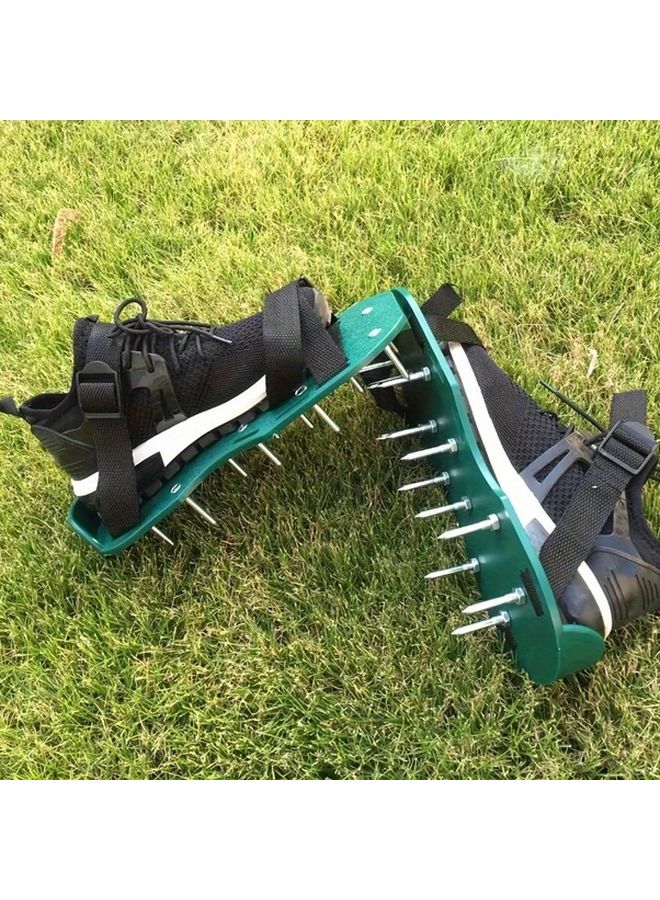 Green Spike Lawn Aerator Shoes Heavy Duty Manual Grass Soil Aeration Tool - Image 3