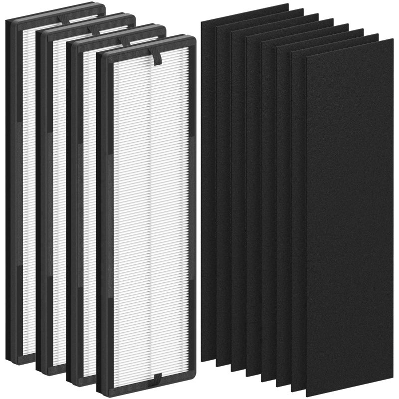 4 Packs NEAF1 H13 True HEPA Replacement Air Filter Compatible with Eureka NEA120 and Toshiba CAFW36USW Feature Smart WiFi Purifier 4 HEPA Filters NEAF1 and 8 Carbon PreFilters NEAC1