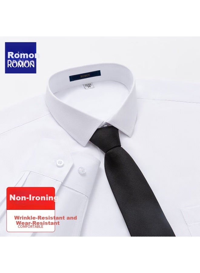 Romon Men's Shirt, Business Casual Long-sleeve Shirt, Solid Color Professional Work Uniform White Shirt For Men, 093 41 - Image 2