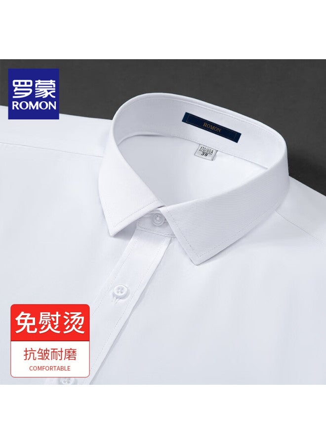 Romon Men's Shirt, Business Casual Long-sleeve Shirt, Solid Color Professional Work Uniform White Shirt For Men, 093 41 - Image 3