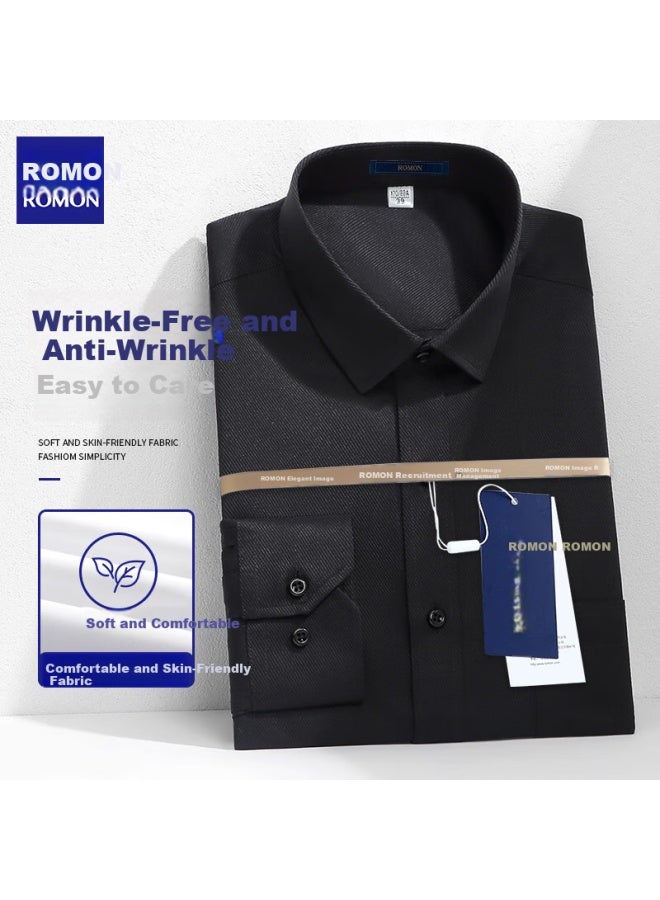 Romon Men's Shirt, Business Casual Long-sleeve Shirt, Solid Color Professional Work Uniform White Shirt For Men, 093 41 - Image 1