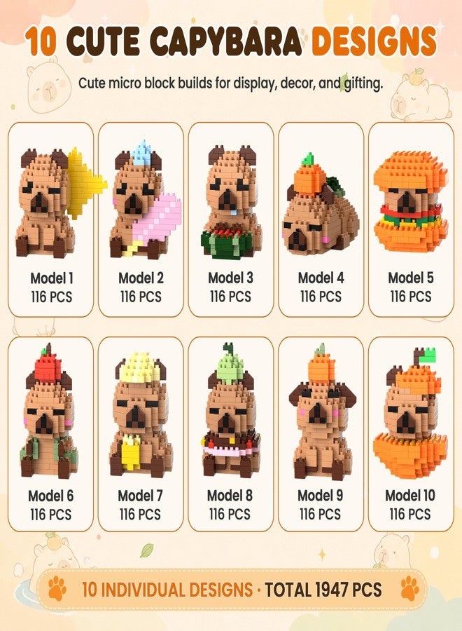 IBLOTIME Capybara Micro Building Sets Easter 10 Pack Mini Animal Bricks Party Favors Goodie Bag Stuffers Display Gift Christmas Birthday Ages 14+ - Image 3
