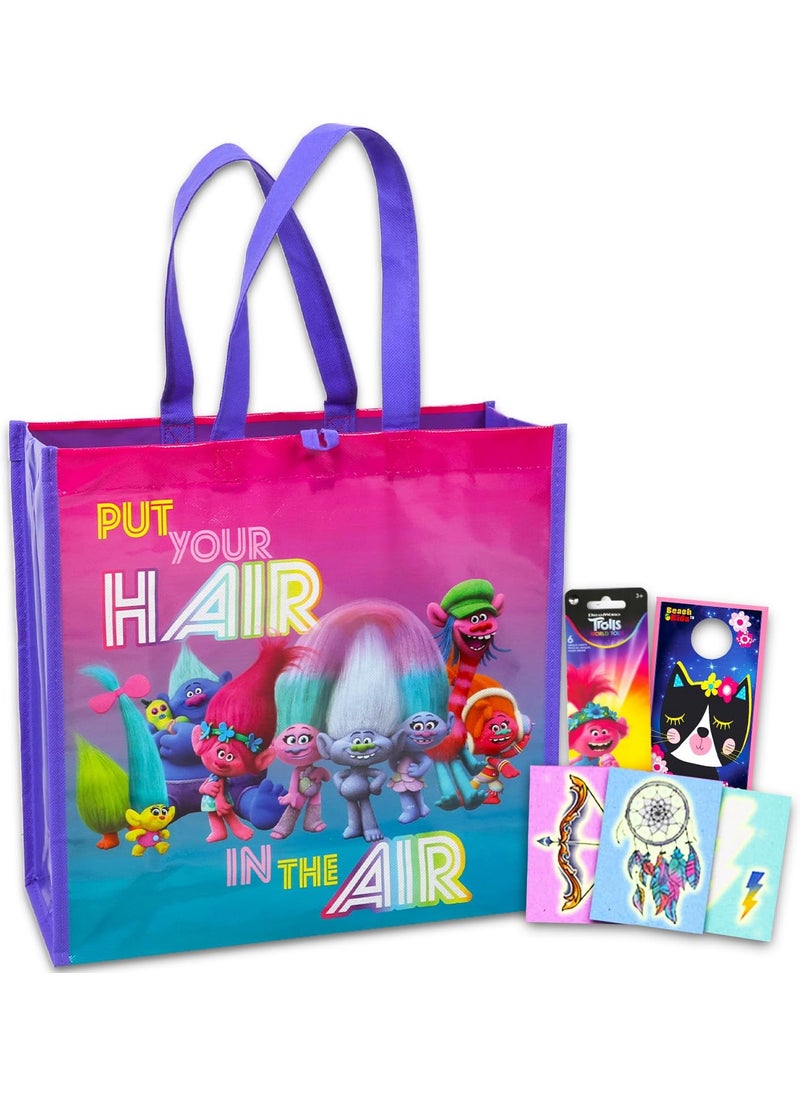 Trolls Trolls Tote Bag Set  Bundle with Trolls Hair in the Air Tote for Beach Groceries Storage Plus Stickers Tattoos More  Trolls Shoulder Bag for Women  - Image 1