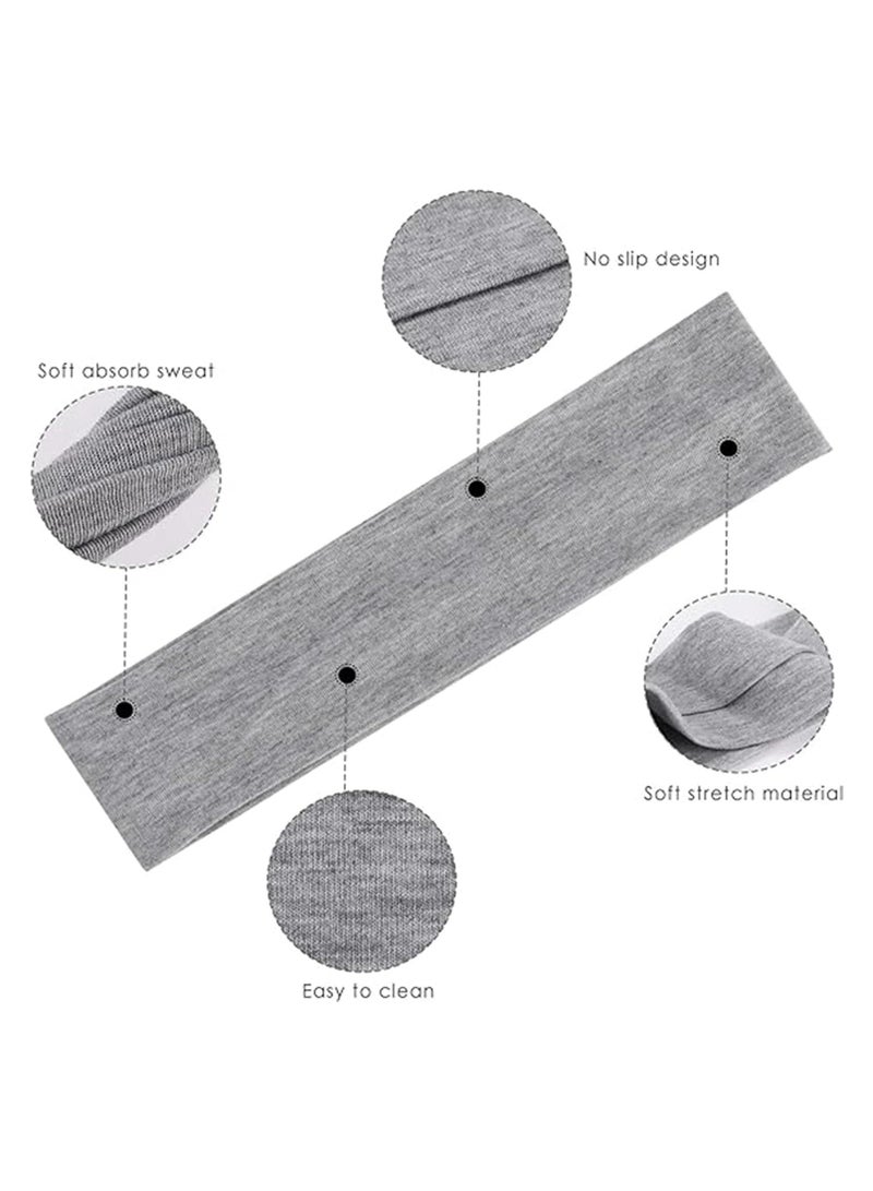 Goolsky 6 Pcs Headbands for Women, Non Slip Soft Cotton Sport Elastic Hairbands for Men and Women, Thin Summer Headband, Soft Cotton Hair Bands for Yoga, Workout, Running, Cycling (Black, Gray, White) - Image 5