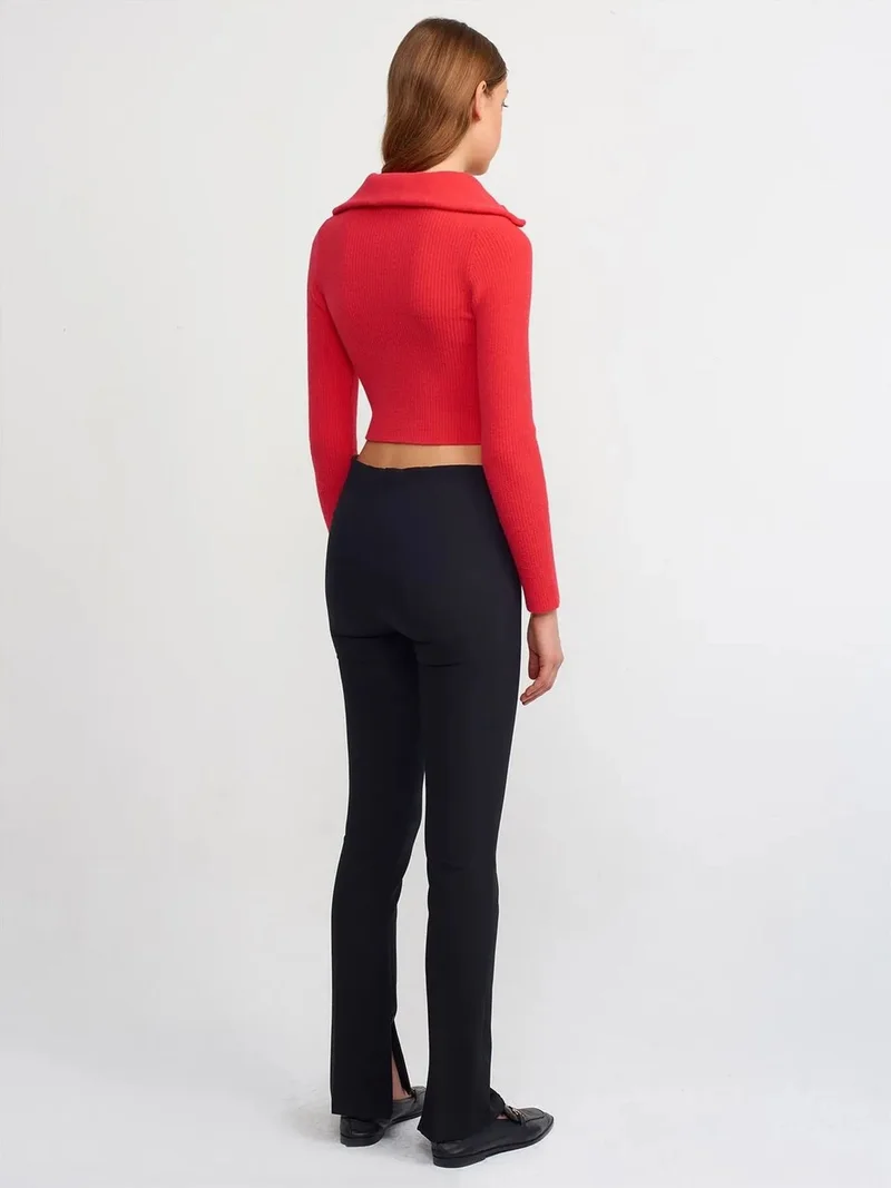 ديلفين Dilvin High-Waist Flare Pants With Slit
