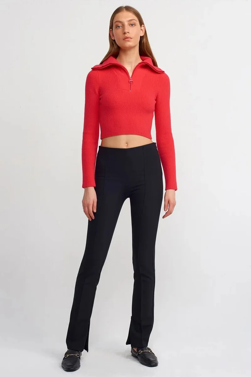 DILVIN High-Waist Flare Pants With Slit