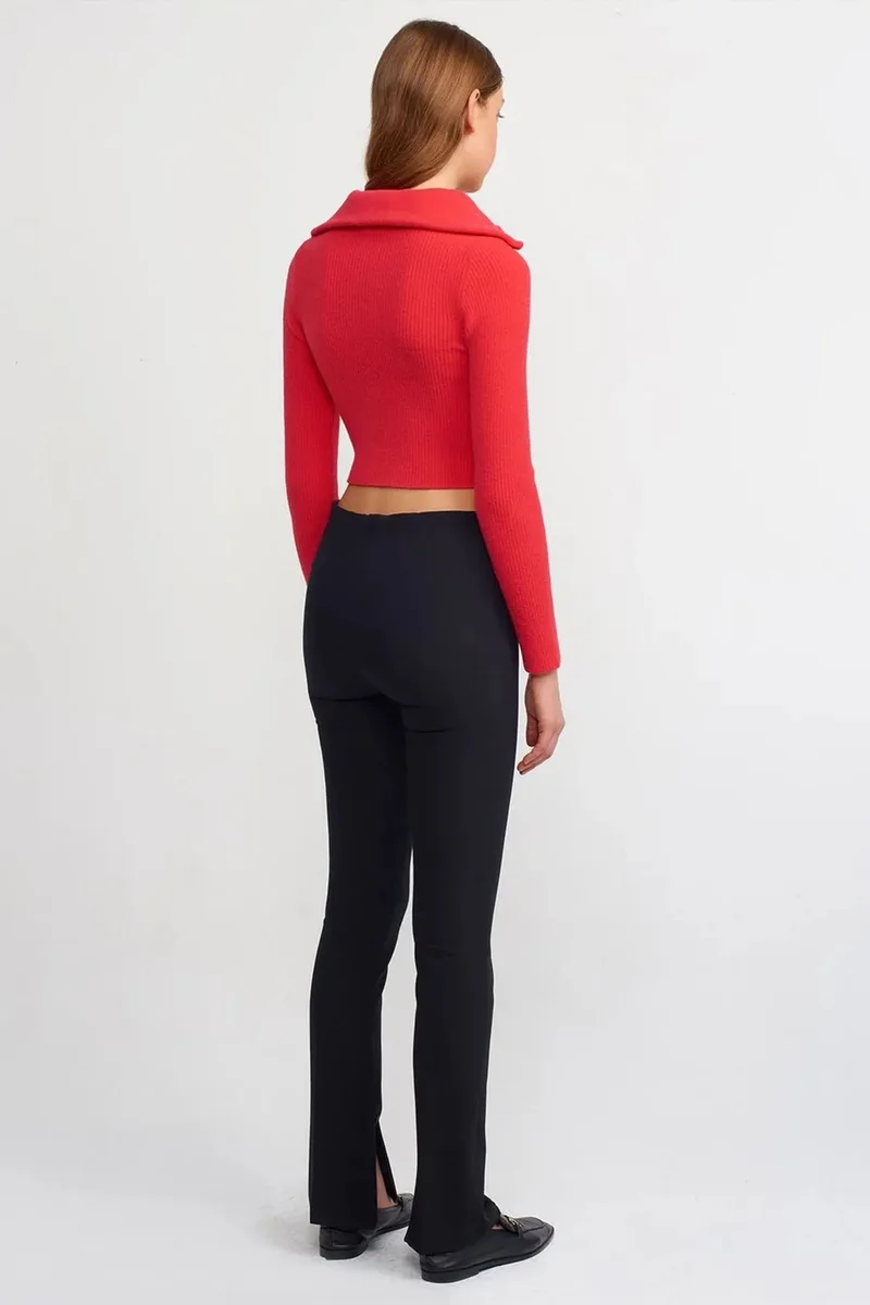 Dilvin Black DILVIN High-Waist Flare Pants With Slit for Women | Best Price UAE