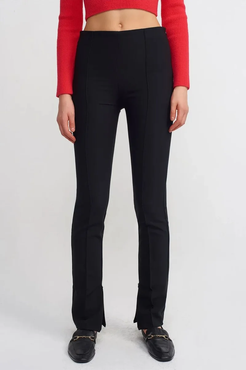 Dilvin Black DILVIN High-Waist Flare Pants With Slit for Women | Best Price UAE