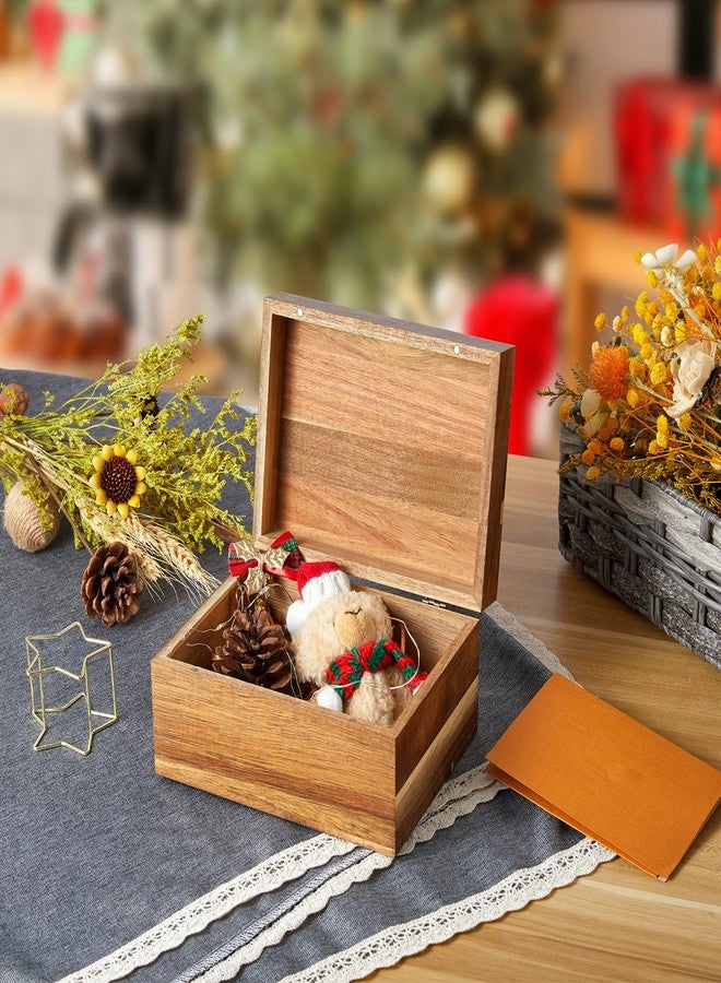 DRASTAR Keepsake Box, Acacia Wood Memory Box with Hinged Lids, Wooden Jewelry Box, Small Storage Box, Bridal Shower Gifts Box,3x5, 4x6 Card Box, Decorative Box - Image 2
