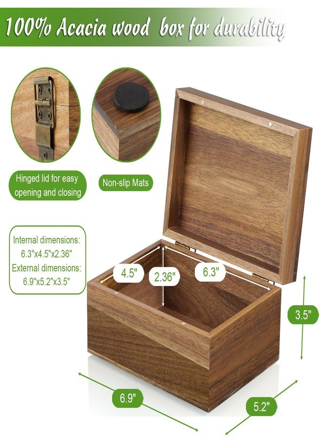 DRASTAR Keepsake Box, Acacia Wood Memory Box with Hinged Lids, Wooden Jewelry Box, Small Storage Box, Bridal Shower Gifts Box,3x5, 4x6 Card Box, Decorative Box - Image 3