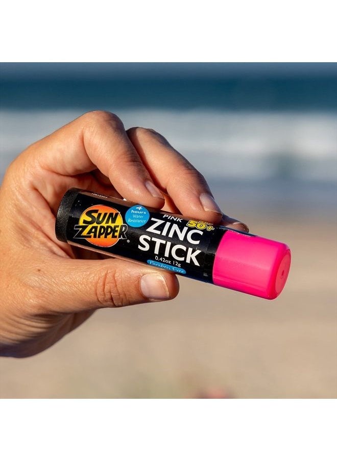 Sun Zapper - Zinc Oxide Sunscreen Stick Mineral Pink SPF 50+ Water Resistant for Face & Body, Adults, Kids (0.42 Oz, 12g) Broad Spectrum Sun Block, Made in Australia - Image 1