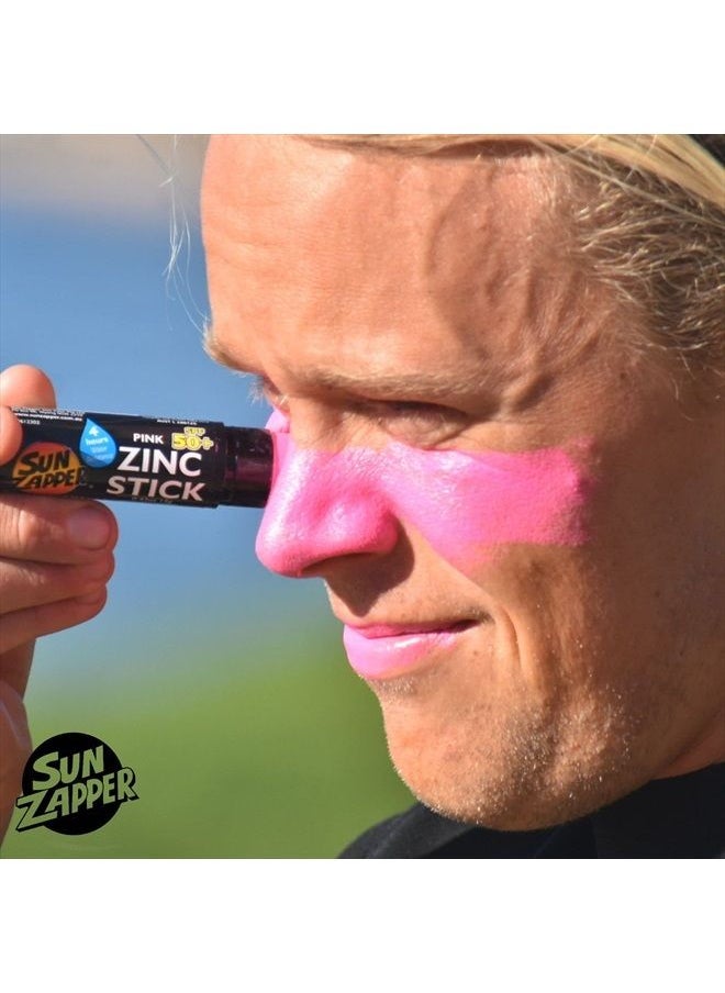 Sun Zapper - Zinc Oxide Sunscreen Stick Mineral Pink SPF 50+ Water Resistant for Face & Body, Adults, Kids (0.42 Oz, 12g) Broad Spectrum Sun Block, Made in Australia - Image 1