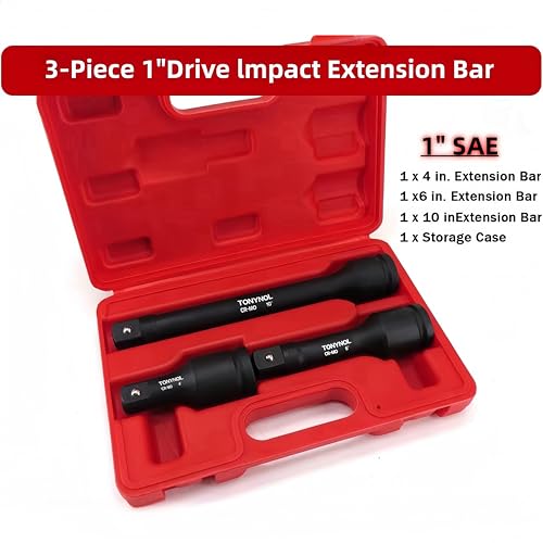 TONYNOL 1" Drive Impact Extension Bar,3 PCS(4",6",10"),Cr-Mo Steel,With a Storage Case. - Image 2