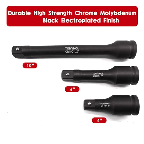 TONYNOL 1" Drive Impact Extension Bar,3 PCS(4",6",10"),Cr-Mo Steel,With a Storage Case. - Image 3