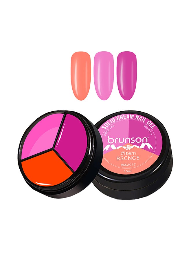 brunson 3Colors 3 in 1 Nail UV Gel Polish Cream Gel Nail Polish Soak off Solid Color Gel Nail Art Manicure Gel 15ml BSCNG5
