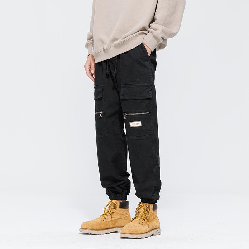 Plus Size Workwear Cropped Pants Men And Women 2024 Fashion Brand Japanese Loose Handsome Motorcycle Zipper Trousers Men - Image 5