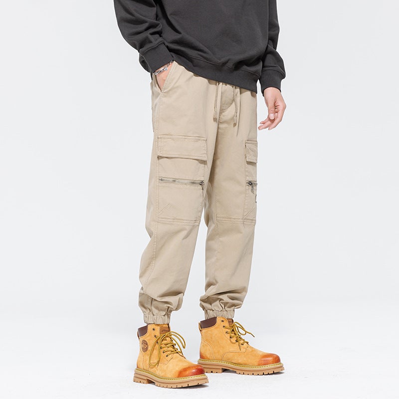 Plus Size Workwear Cropped Pants Men And Women 2024 Fashion Brand Japanese Loose Handsome Motorcycle Zipper Trousers Men - Image 1