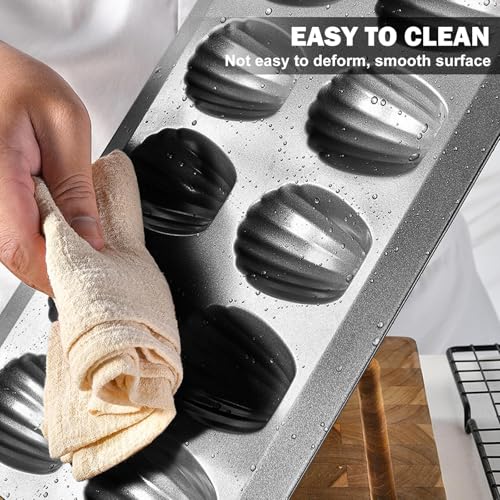 Myyaowl 2pc Nonstick Madeleine Pan for Baking, 12-Cavity Shell Shape Cake and Cookie Mold Tray, Carbon Steel Cookie Molds, Send Goods from Local Warehouse (2 PC) - Image 5