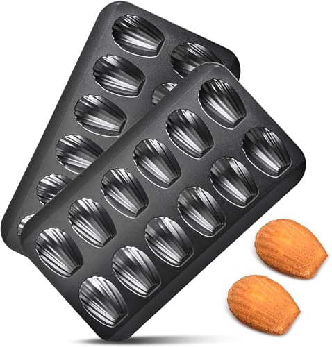Myyaowl 2pc Nonstick Madeleine Pan for Baking, 12-Cavity Shell Shape Cake and Cookie Mold Tray, Carbon Steel Cookie Molds, Send Goods from Local Warehouse (2 PC) - Image 1