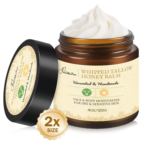 Beef Tallow for Skin 4oz Tallow And Manuka Honey Balm Unscented Tallow Face Moisturizer Beef Tallow for Face Organic Grass Fed Beef Tallow Balm Whipped Beef Tallow Lotion Face Cream