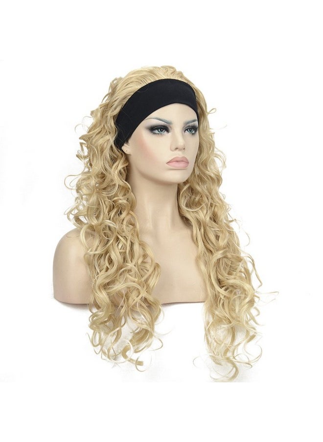 Wiginway Wiginway Long Curly Wave Headband Synthetic Natural Style Wigs for Women Girls Golden Blonde  - Image 2