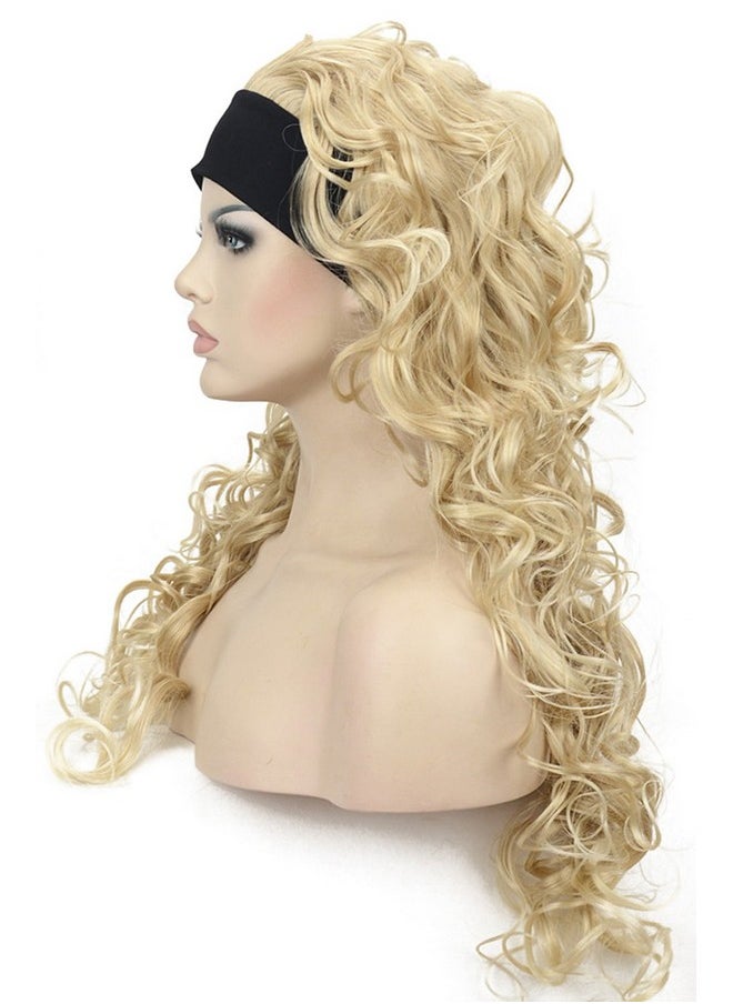 Wiginway Wiginway Long Curly Wave Headband Synthetic Natural Style Wigs for Women Girls Golden Blonde  - Image 3