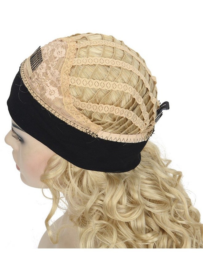 Wiginway Wiginway Long Curly Wave Headband Synthetic Natural Style Wigs for Women Girls Golden Blonde  - Image 5