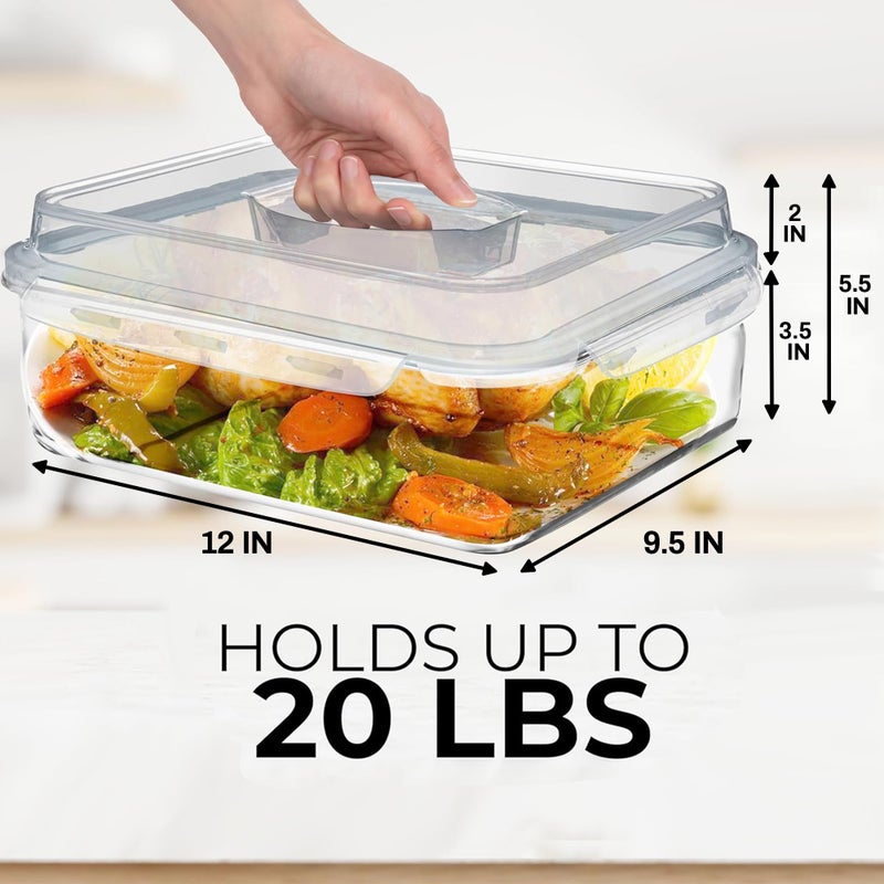 Razab 4800 ML / 163 oz / 21 Cup LARGE Glass Food Storage Container with Airtight Locking Lid. Ideal Storing food, Vegetables, Fruits. Baking Casserole, Lasagna, Roasting Turkey, Chicken BPA Free Oven Safe - Image 2