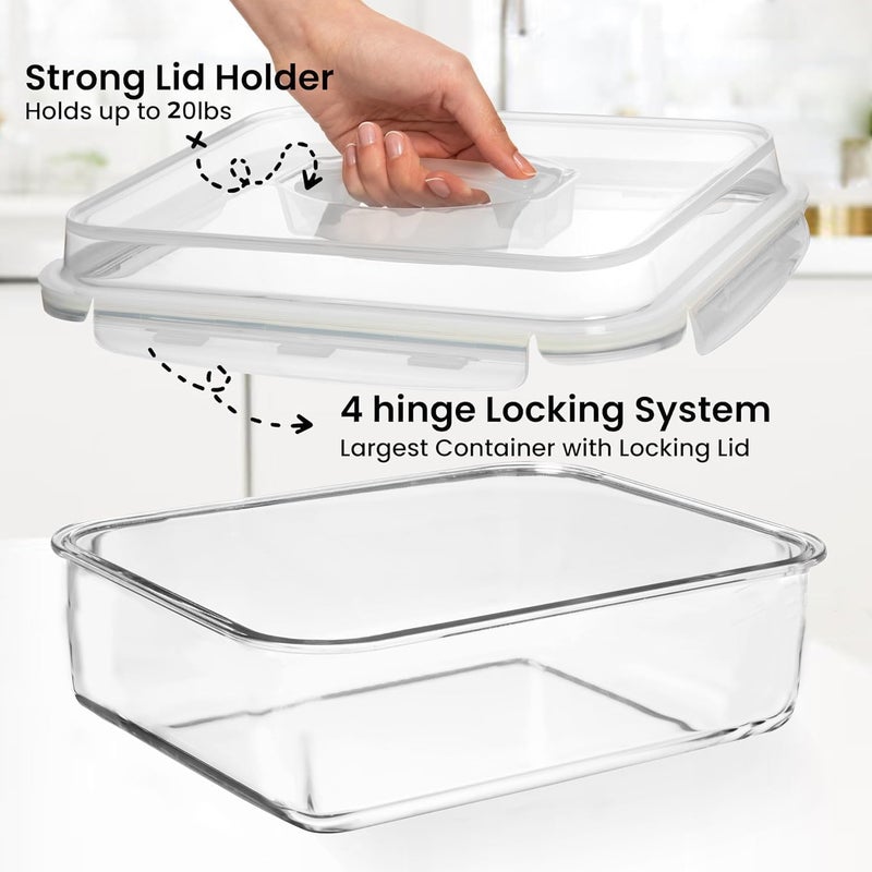 Razab 4800 ML / 163 oz / 21 Cup LARGE Glass Food Storage Container with Airtight Locking Lid. Ideal Storing food, Vegetables, Fruits. Baking Casserole, Lasagna, Roasting Turkey, Chicken BPA Free Oven Safe - Image 3