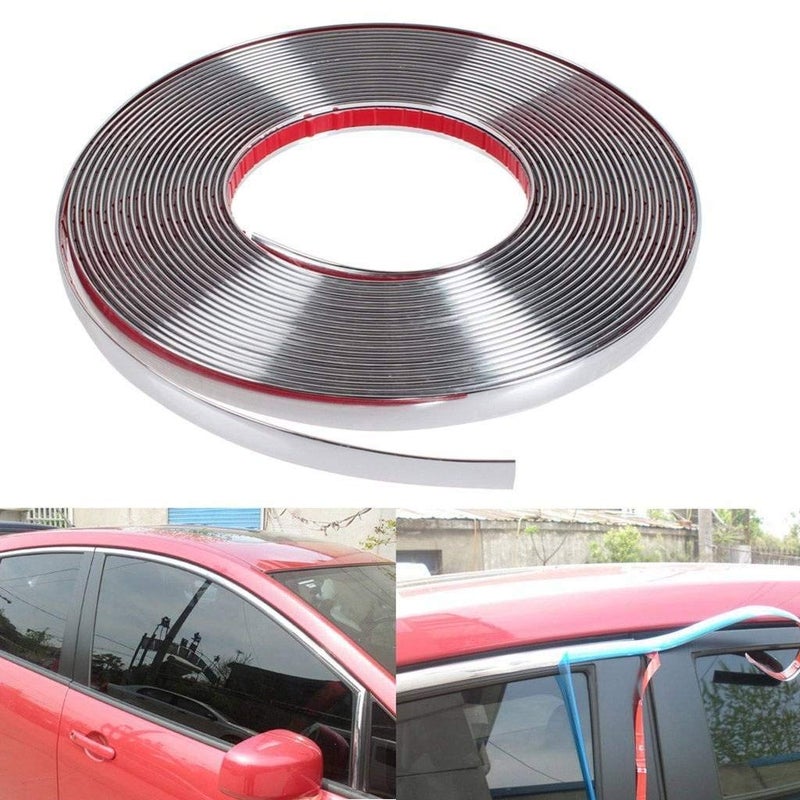 Fabbay Side Window Chrome Beading Roll Custom Plated Decoration Trim Strip Line Car Door Fender Interior DIY Moulding Trimming Universal for car | Car Window Chrome Beading Roll Meter (20M) - Image 1