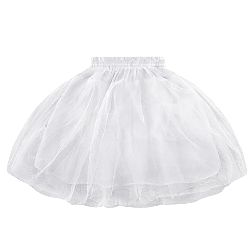 LULUSILK Girl's Hoopless Petticoat Crinoline with 3 Layers, Flower Girl Underskirt, White - Image 1